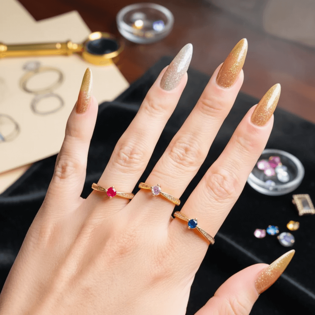 Anel Solitário Cravejado Zircônia Pedra Colorida