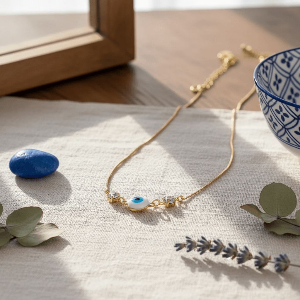 COLAR OLHO GREGO E PONTO DE LUZ