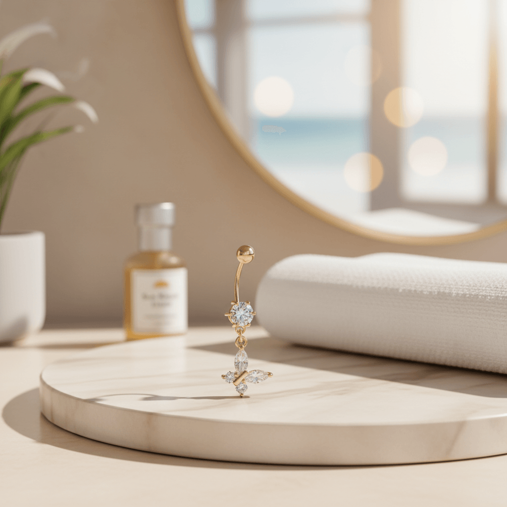 PIERCING UMBIGO PENDURADO ZIRCONIA AÇO INOX