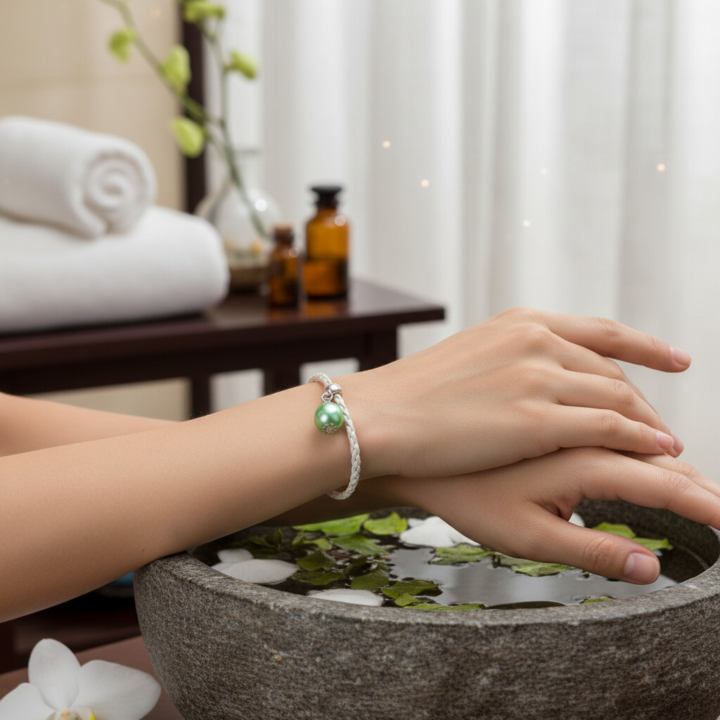 Pulseira Cordão Pingente Verde