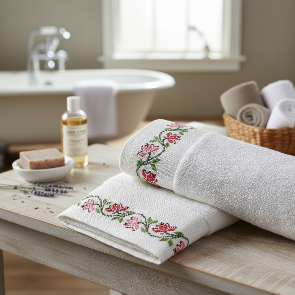 Kit Toalha Bordada Floral