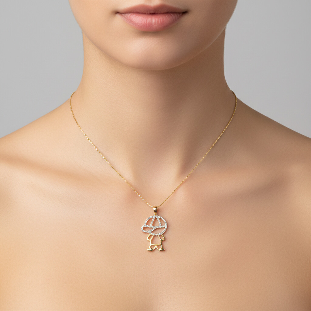 Colar Pingente Filho Brilhante com Zircônias