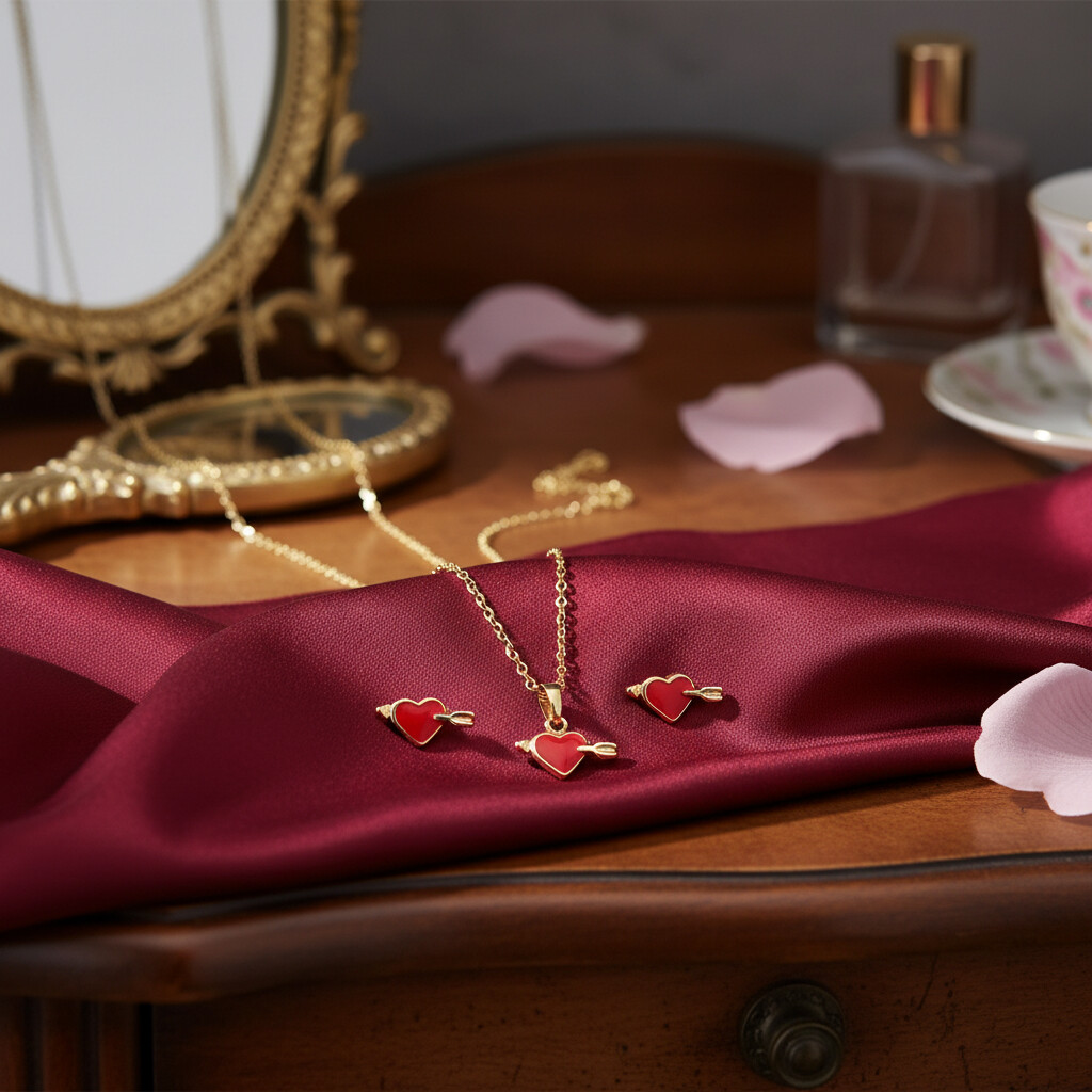 Conjunto Colar e Brincos Coração