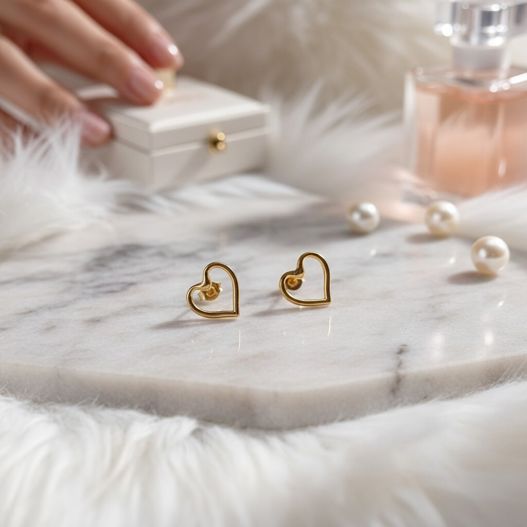 Brinco Coração Vazado Ouro