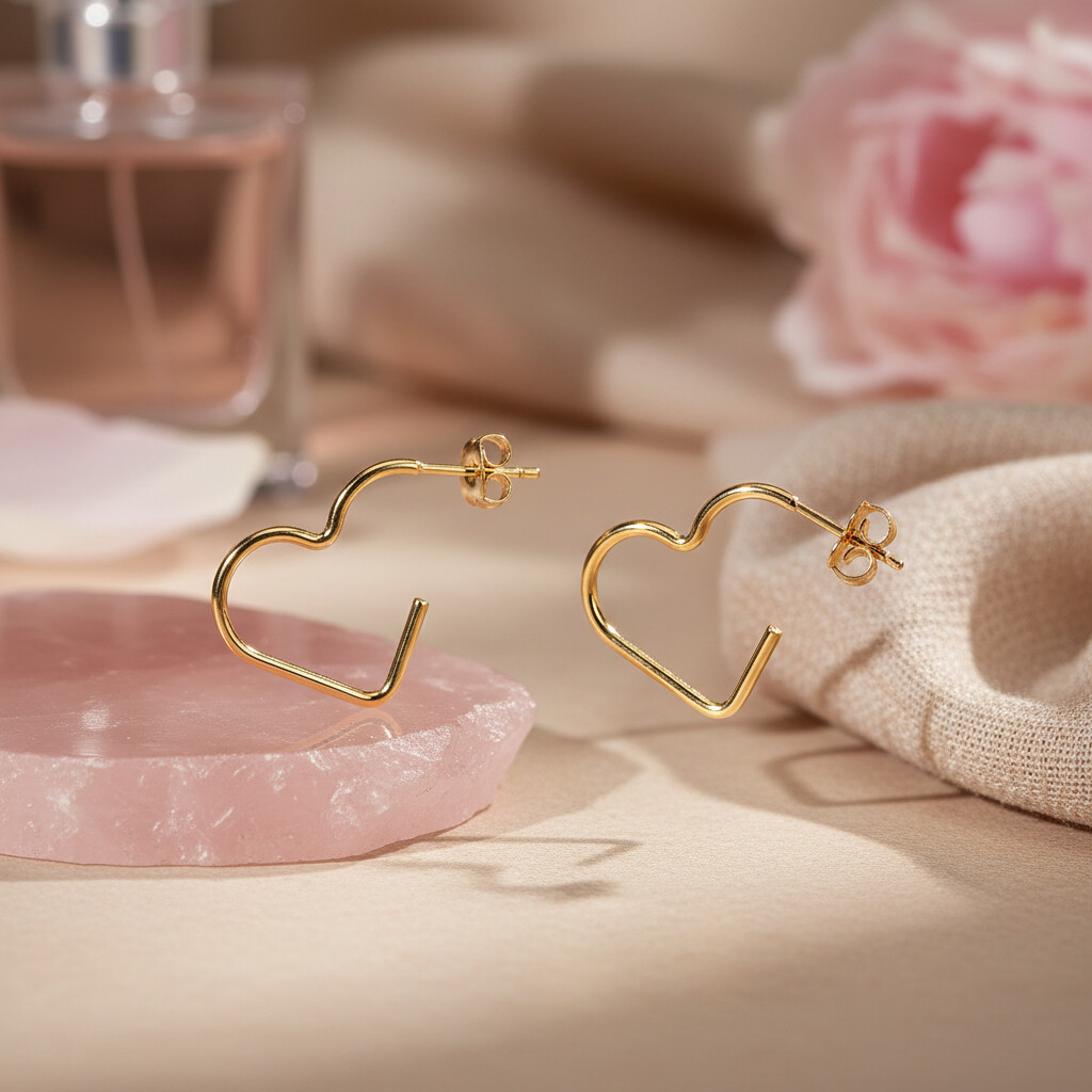 Brinco Argola Coração Ouro