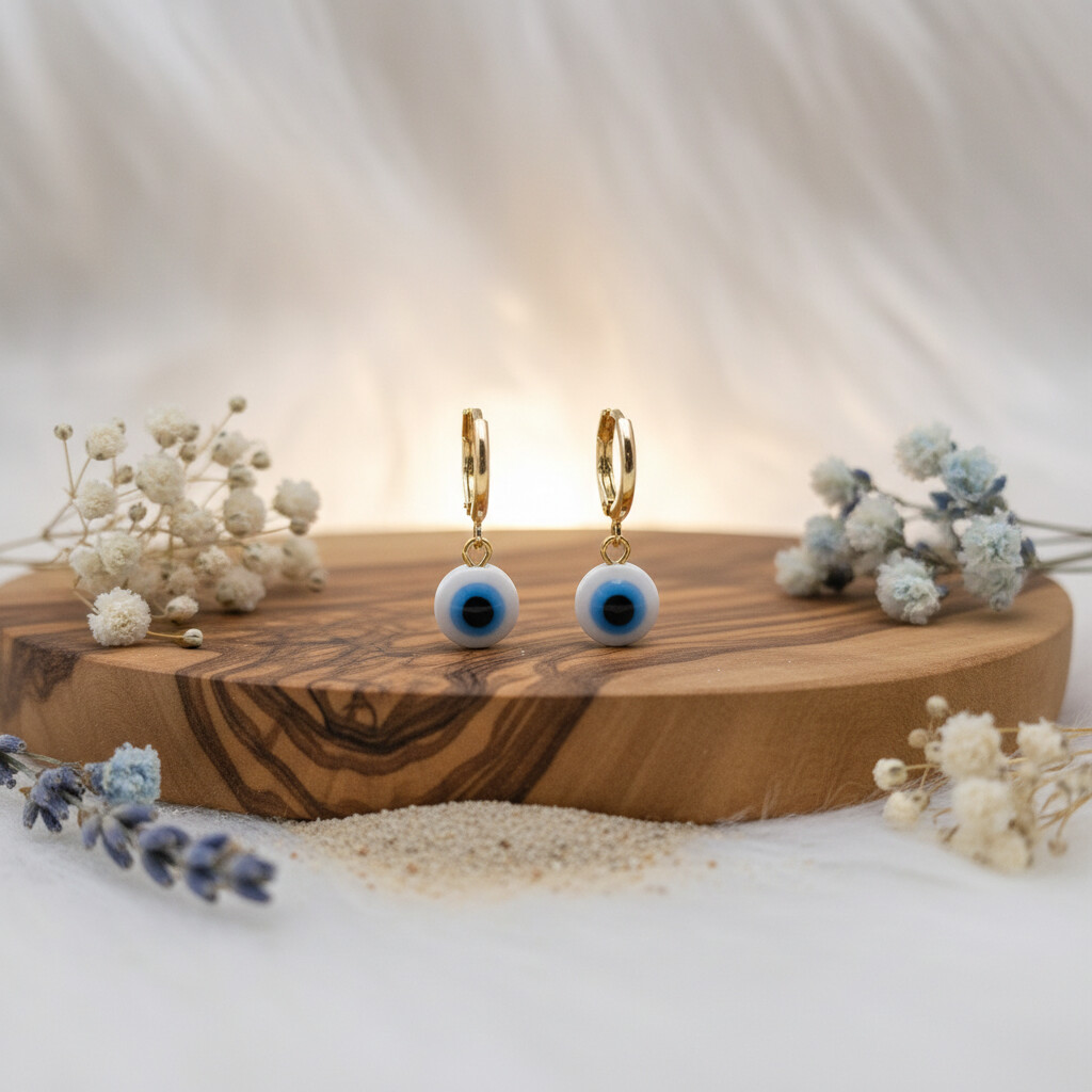 Brinco Argola Olho Grego Azul