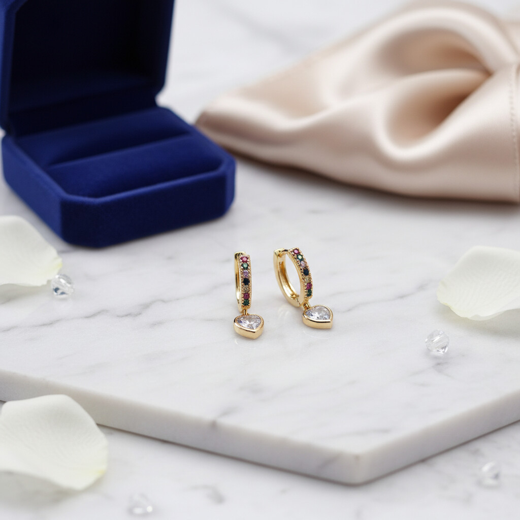 Brinco Argola Dourado com Zircônias