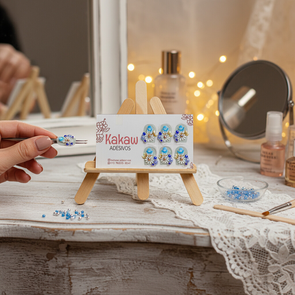 3 Pares Joias - Margarida com Botão Azul