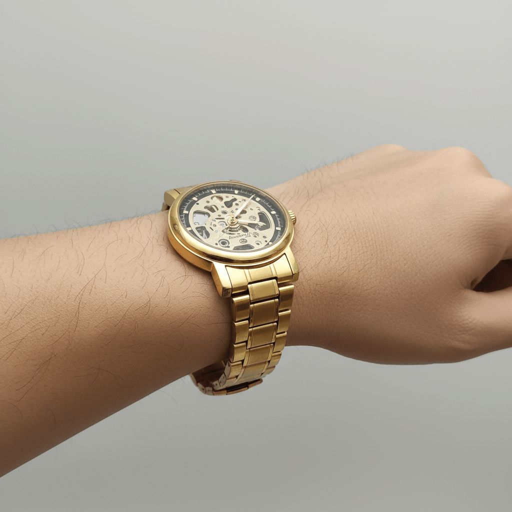 RELÓGIO ESQUELETO AUTOMÁTICO  DOURADO (SEM CAIXA)