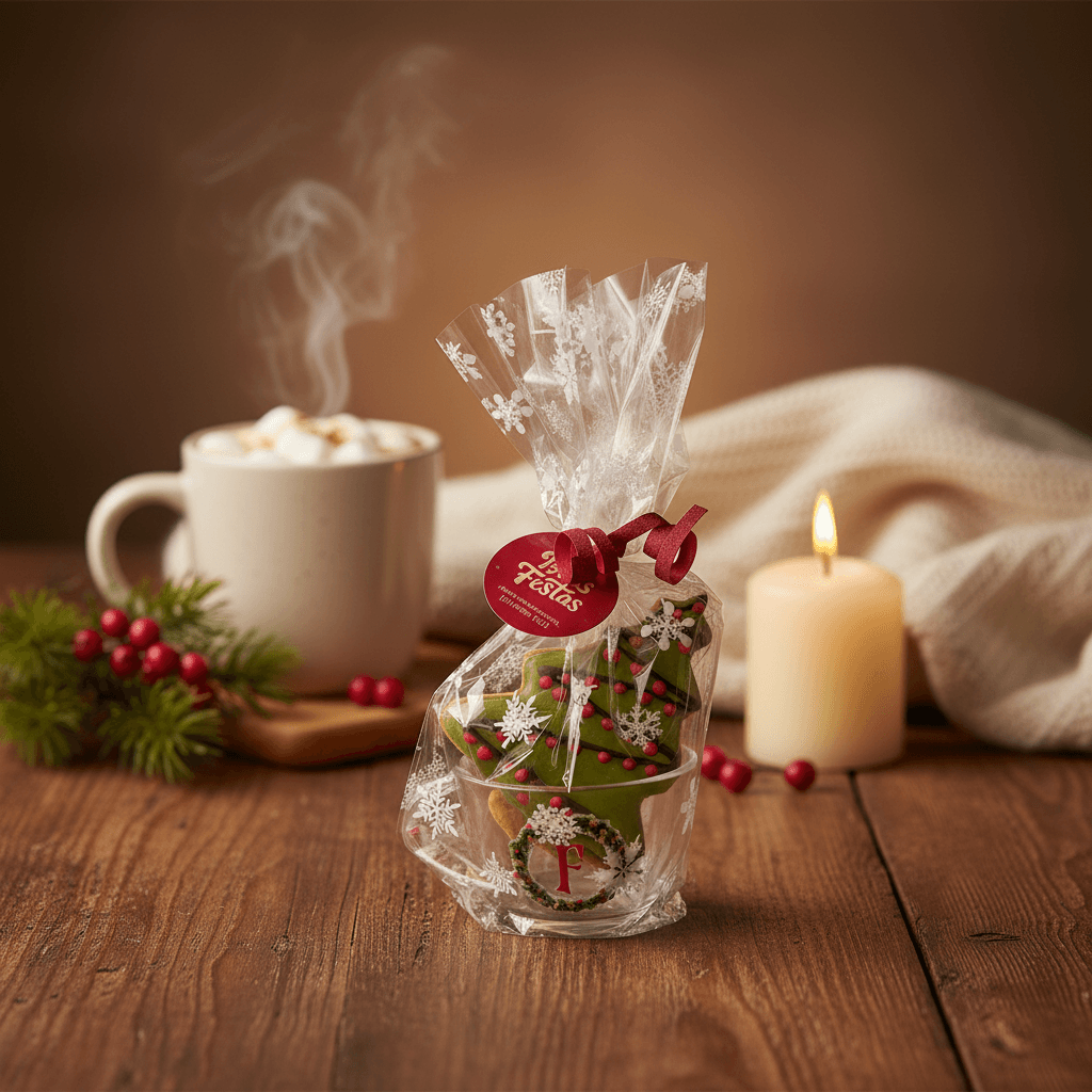 Xícara de café com biscoito natalino 