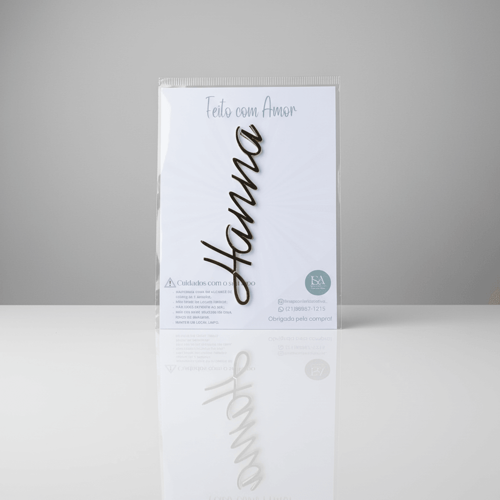 Topo de bolo Nome em lamicote 