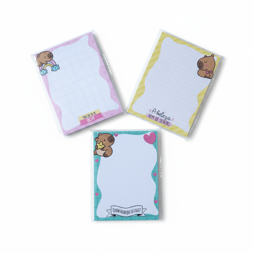 Bloco de Notas  Capivara Fofo- Amarelo  - Cópia