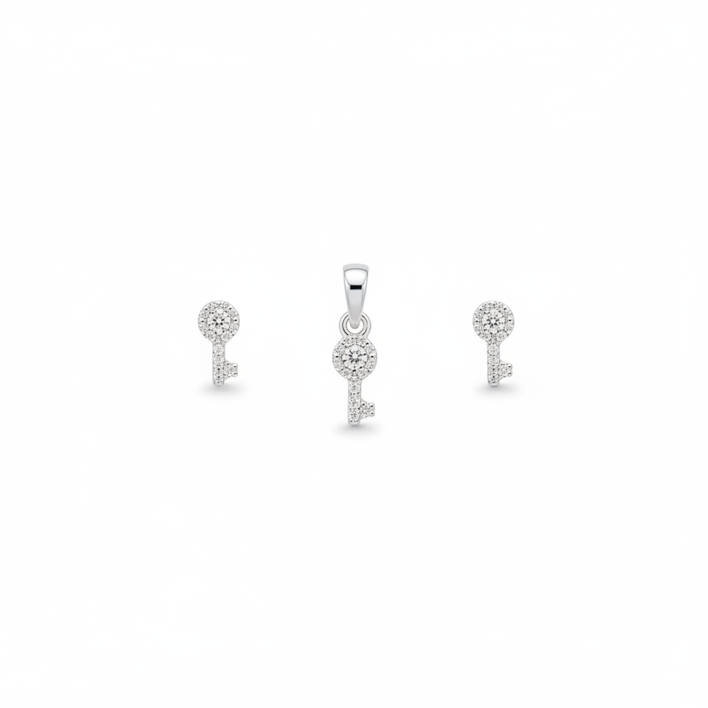 Conjunto Brinco e Pingente Chave