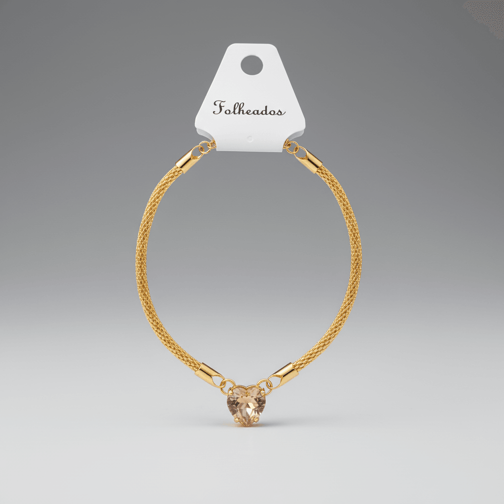 Pulseira Tricô Zircônia Rosa Folheado 18k