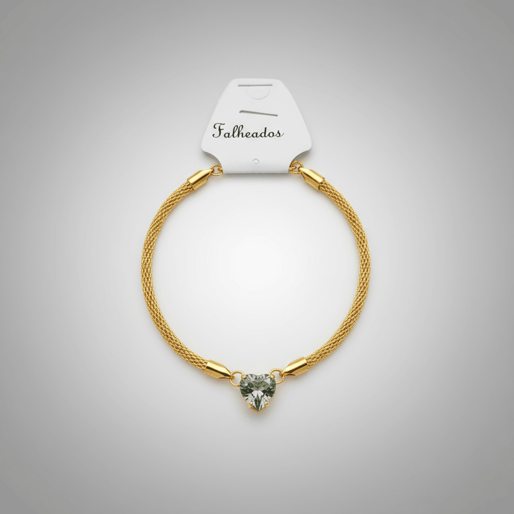 Pulseira Tricô Zircônia Azul Folheado Ouro 18k