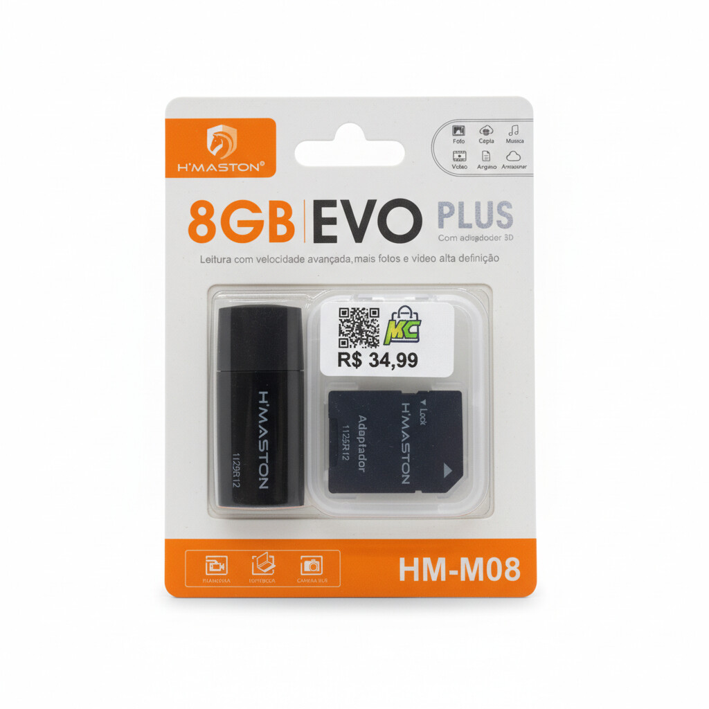 Cartão de Memória H'maston 8GB EVO Plus com Adaptador SD