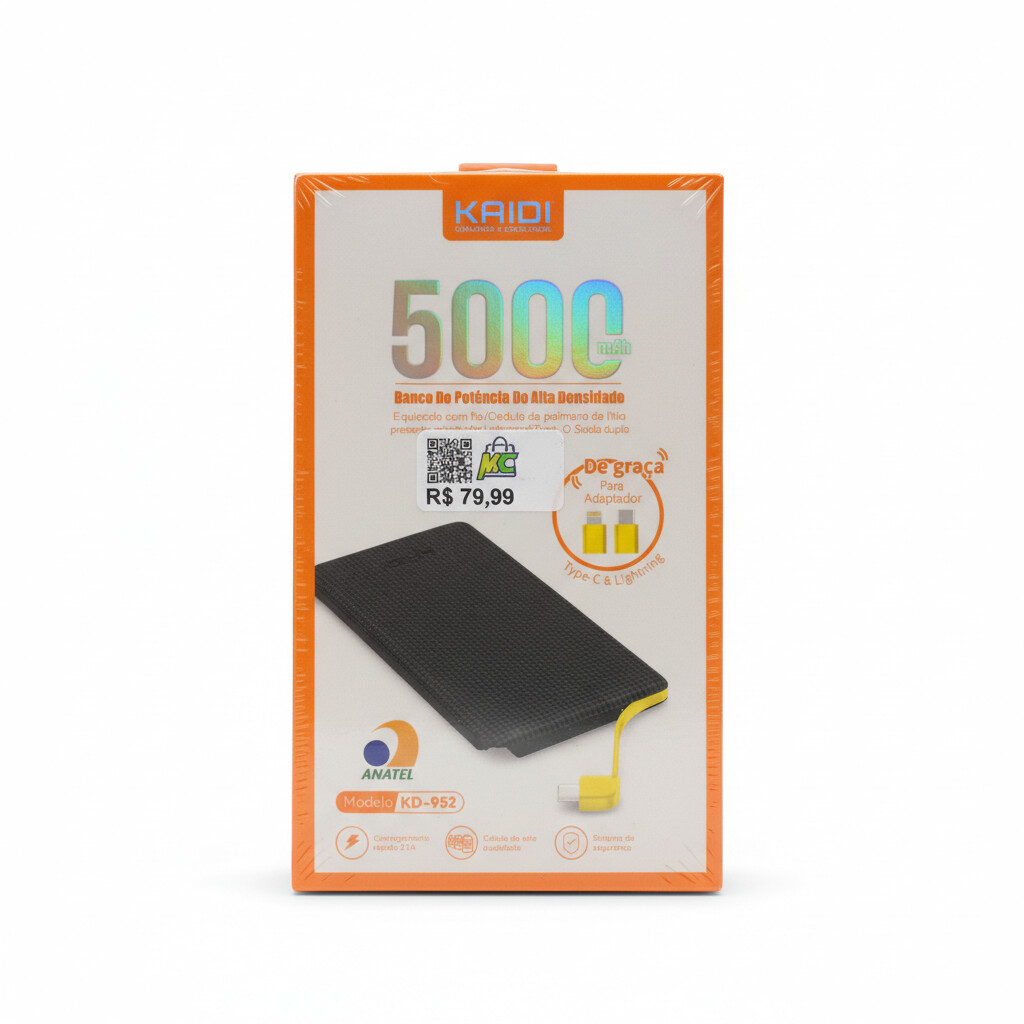 Carregador Portátil Kaidi 5000mAh Branco KD-952